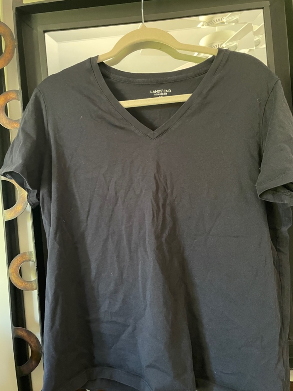 Lands' End Womens Short-Sleeve V-Neck Tee in Black